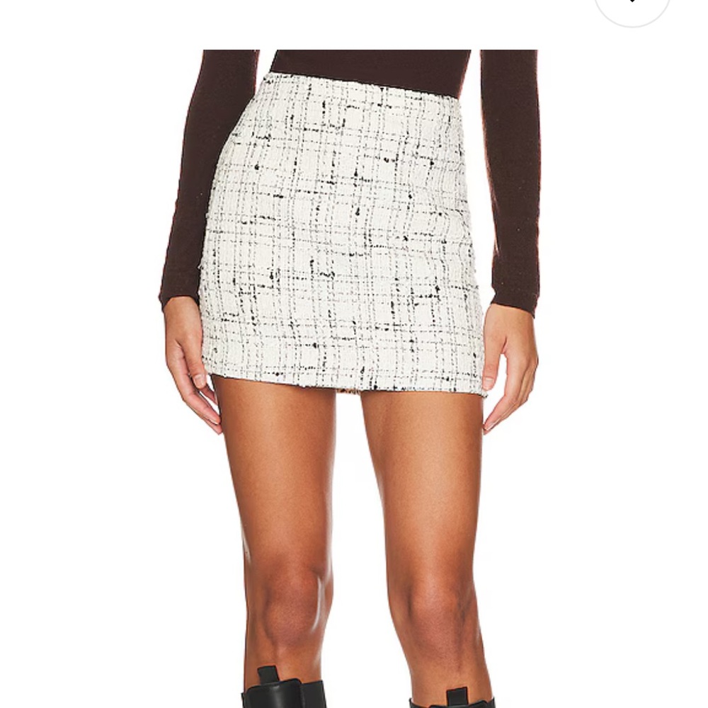 NWT L’Academie Leila Mini Skirt Ivory & Black MD from Revolve